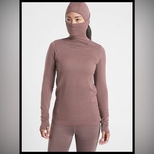 Athleta Flurry Balaclava Rib Mix Solid Running top Sz M